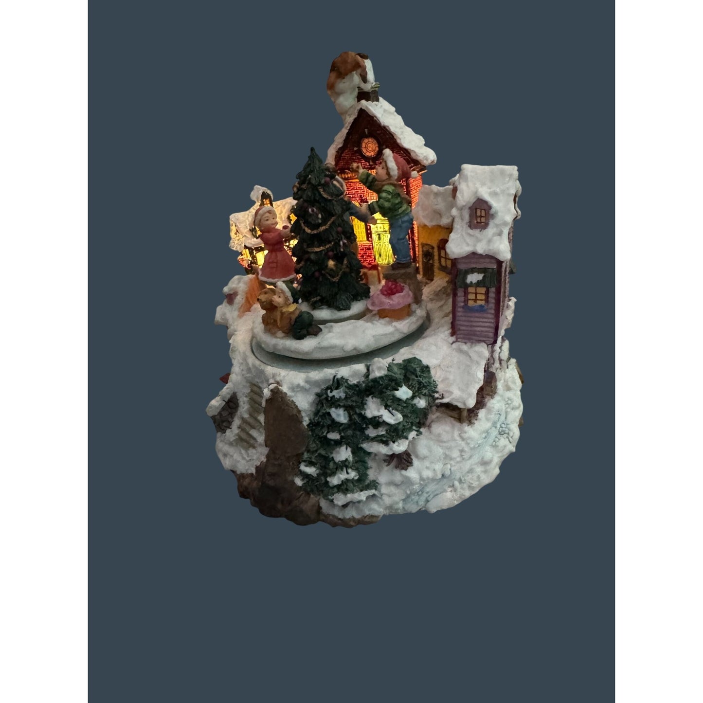 San Francisco Music Box Musical Lighted Animated Christmas Tree Scene 7.5" High Plays "We Wish You A Merry Christmas"