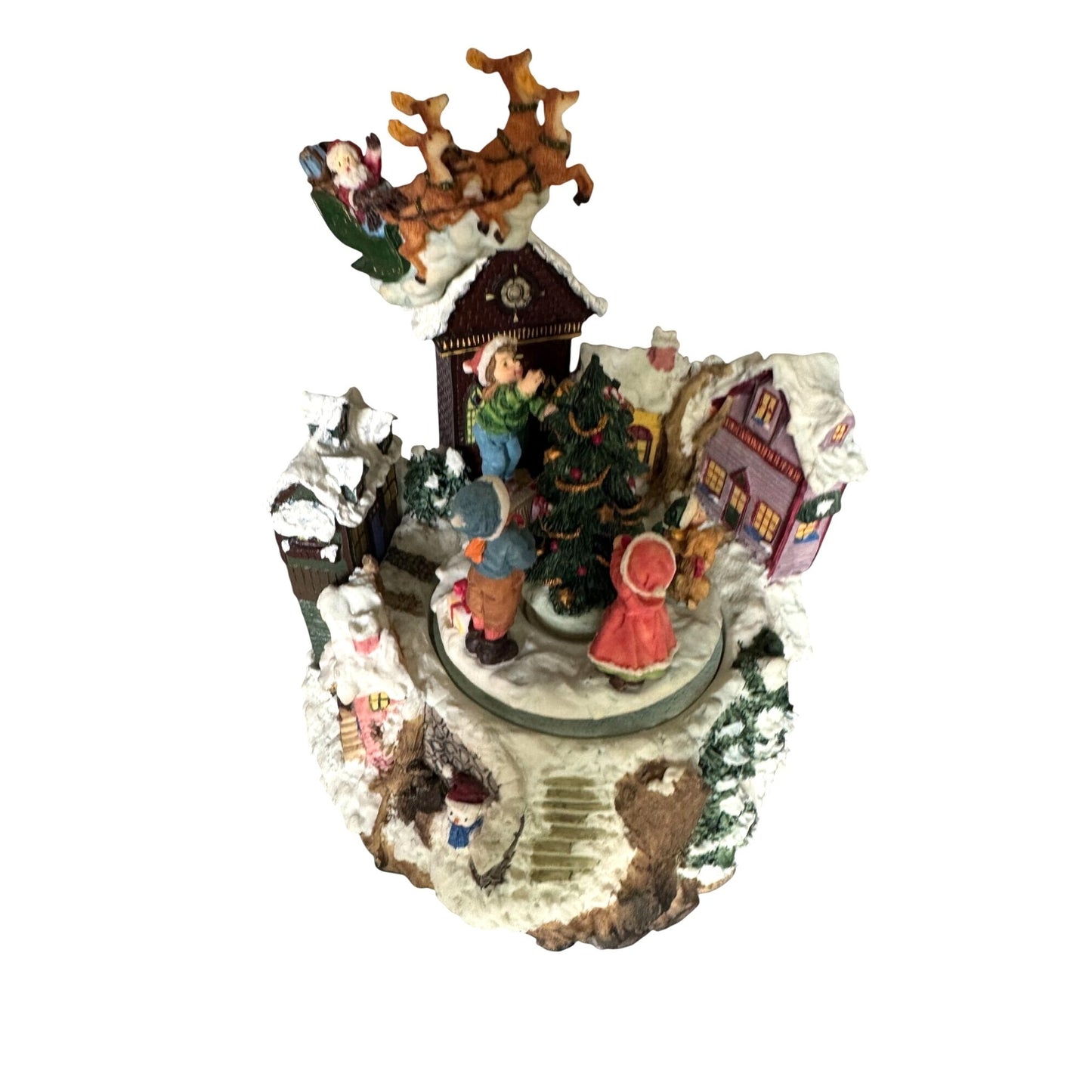 San Francisco Music Box Musical Lighted Animated Christmas Tree Scene 7.5" High Plays "We Wish You A Merry Christmas"