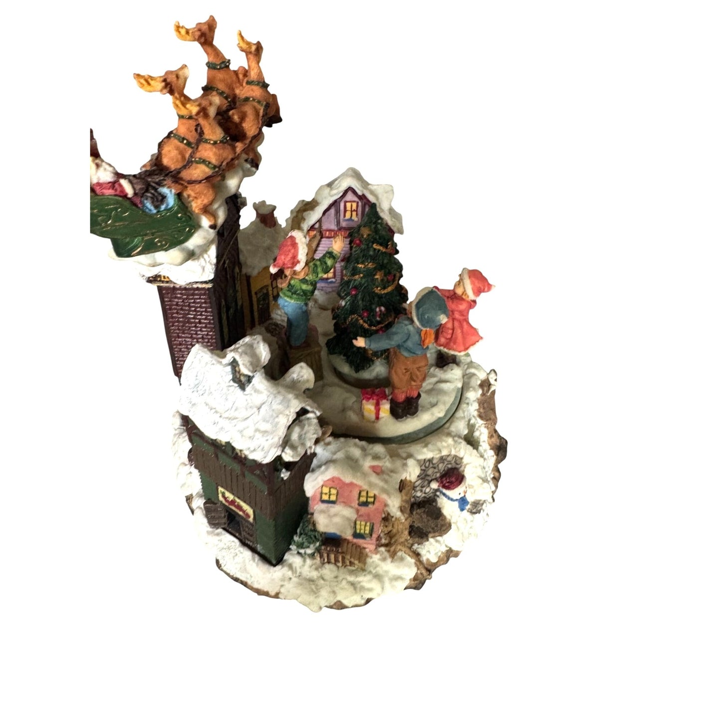 San Francisco Music Box Musical Lighted Animated Christmas Tree Scene 7.5" High Plays "We Wish You A Merry Christmas"