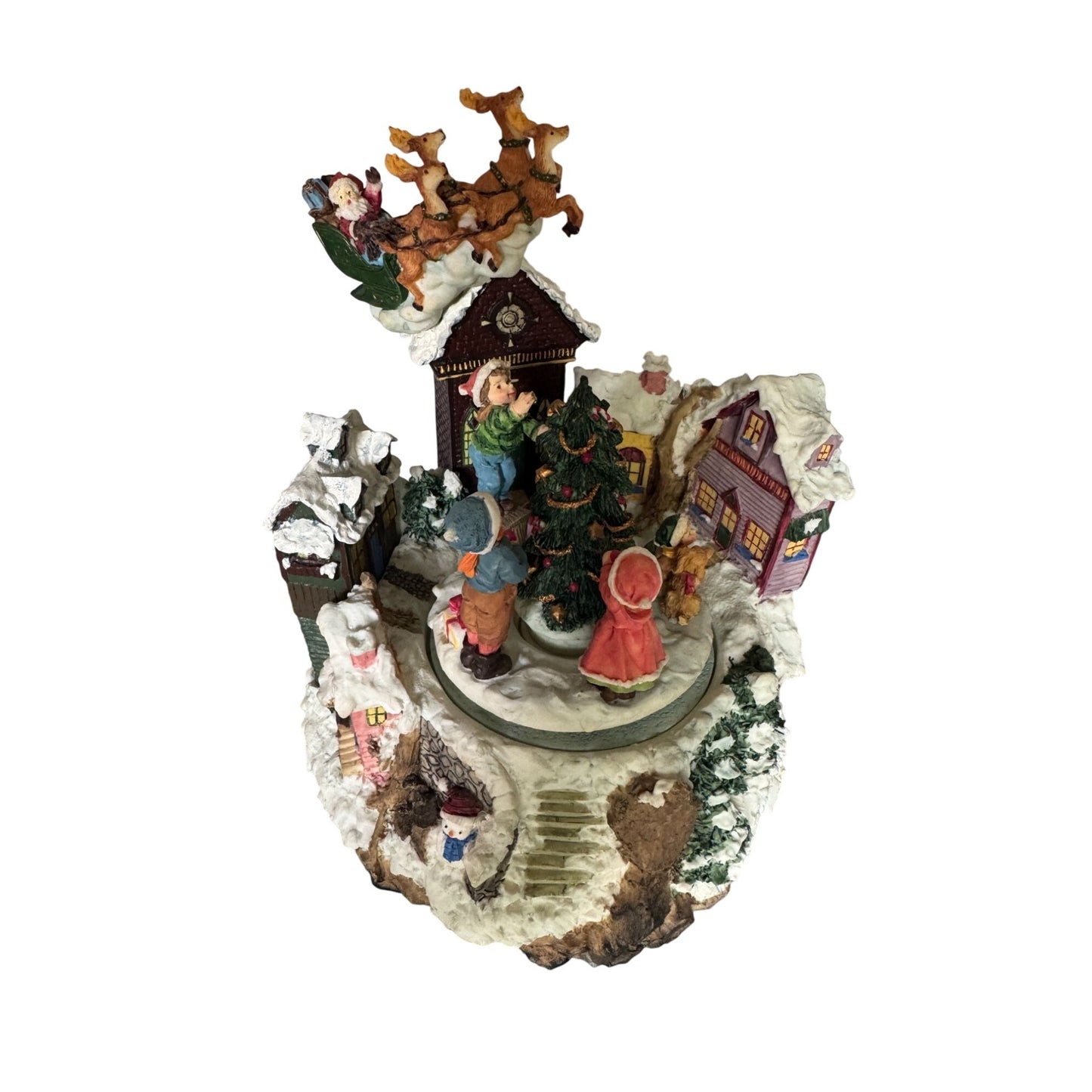 San Francisco Music Box Musical Lighted Animated Christmas Tree Scene 7.5" High Plays "We Wish You A Merry Christmas"