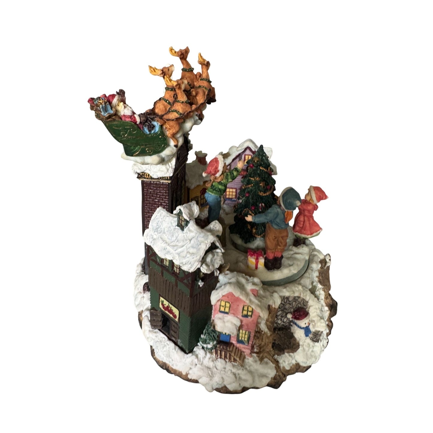 San Francisco Music Box Musical Lighted Animated Christmas Tree Scene 7.5" High Plays "We Wish You A Merry Christmas"