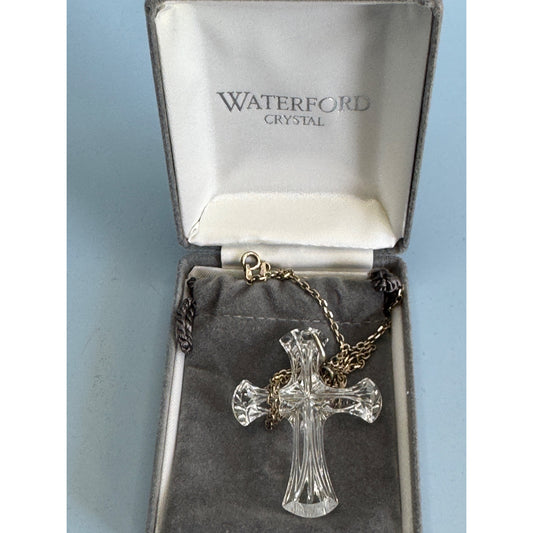 Waterford Crystal Cross Pendant W/ Sterling Chain In Original Box