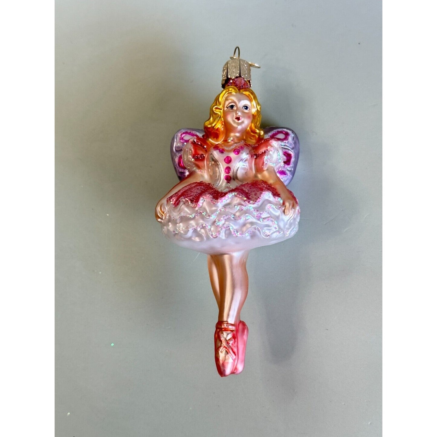 Old World Christmas Blown Glass Sugar Plum Fairy Ballerina Ornament  5" x 2 1/2"