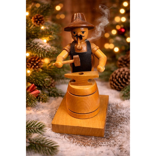 German Erzgebirge Blacksmith Smoker Wood Incense Figure GDR 6"