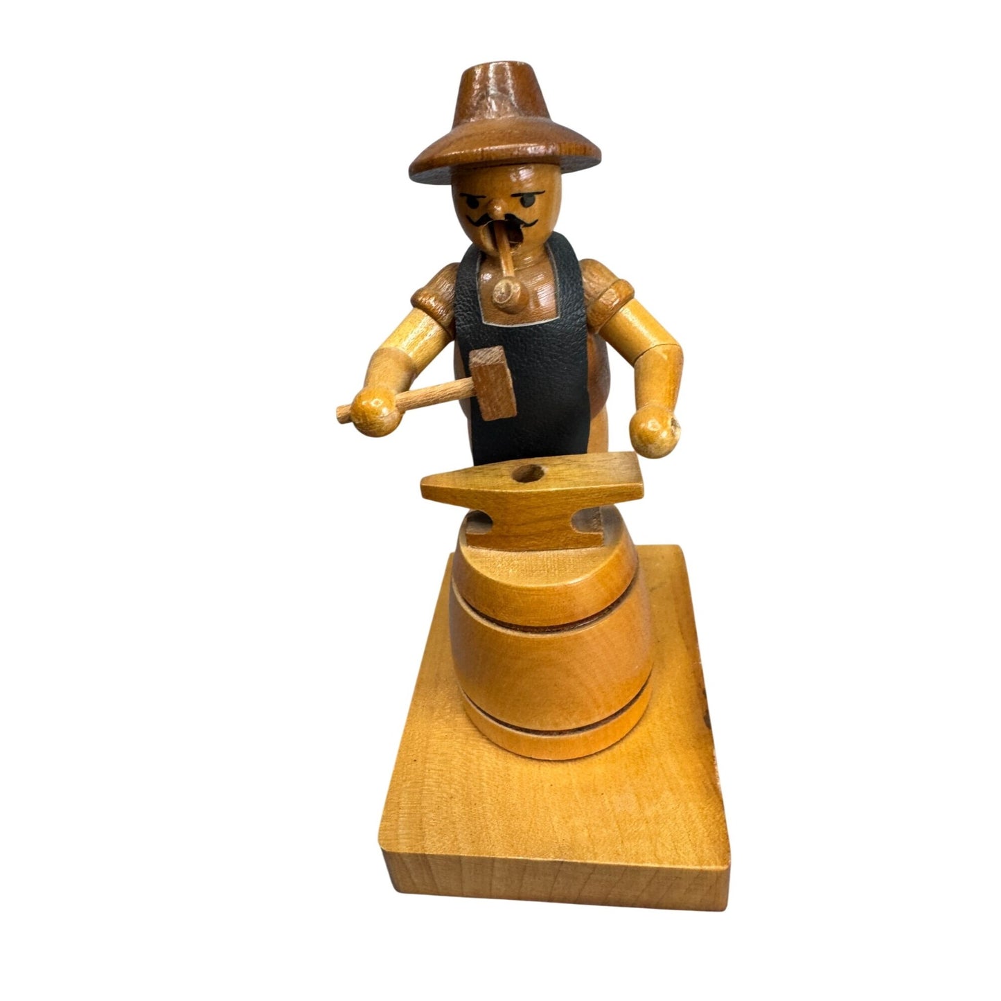 German Erzgebirge Blacksmith Smoker Wood Incense Figure GDR 6"