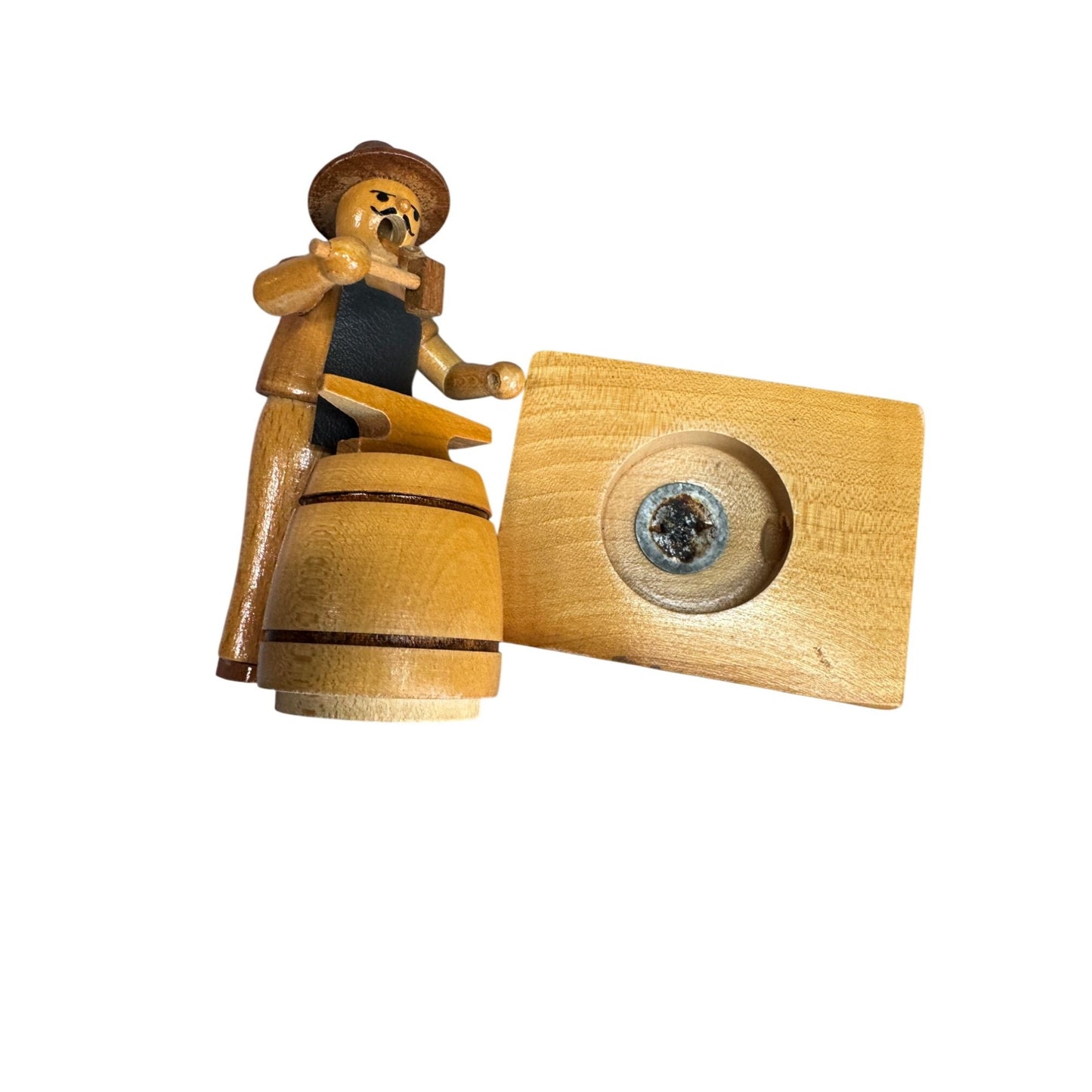 German Erzgebirge Blacksmith Smoker Wood Incense Figure GDR 6"