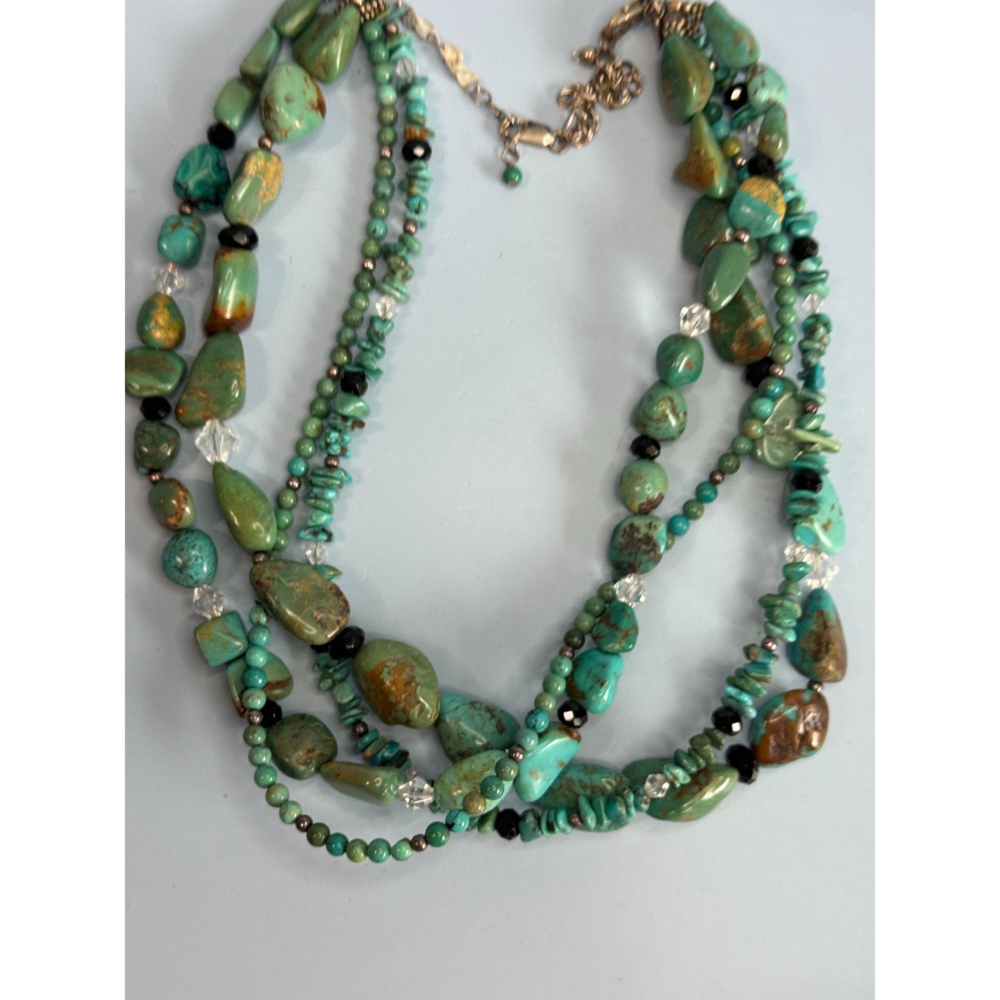 Vintage Silpada Turquoise and Glass Beaded Multi-Strand Sterling Silver Necklace