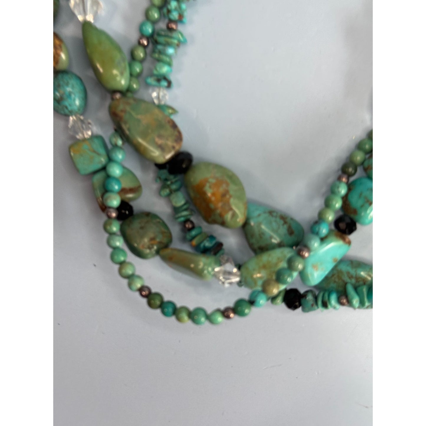 Vintage Silpada Turquoise and Glass Beaded Multi-Strand Sterling Silver Necklace