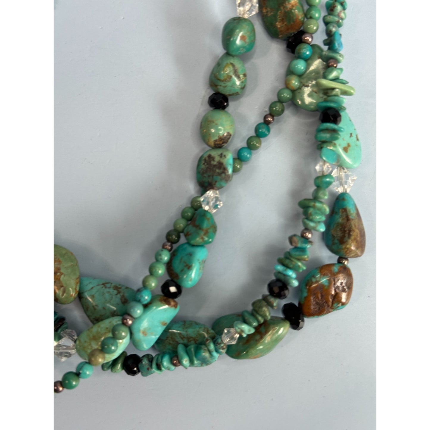 Vintage Silpada Turquoise and Glass Beaded Multi-Strand Sterling Silver Necklace