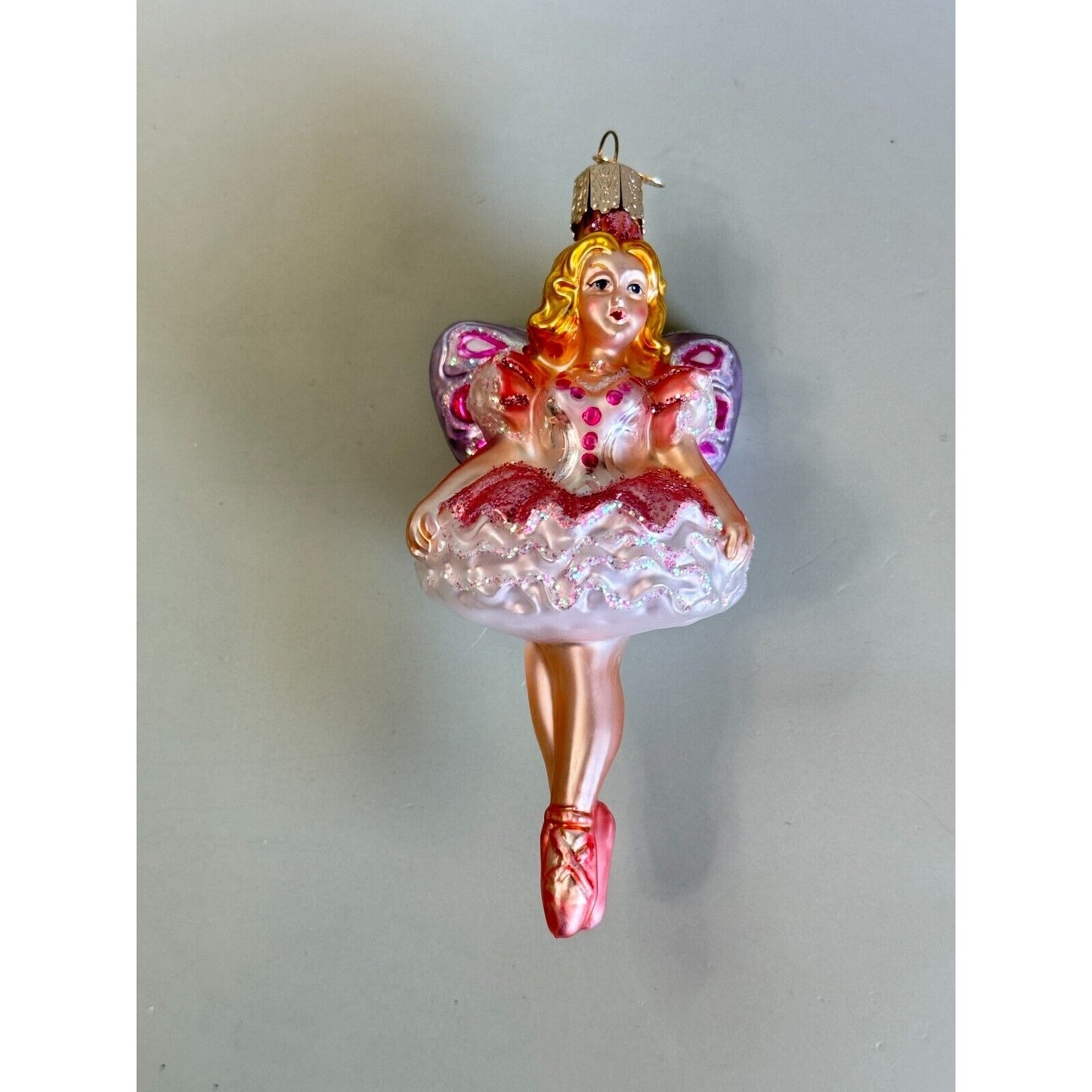 Old World Christmas Blown Glass Sugar Plum Fairy Ballerina Ornament  5" x 2 1/2"