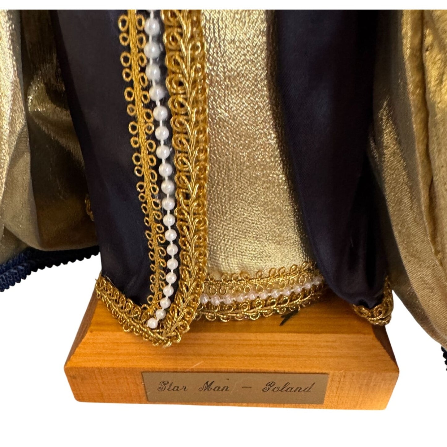 Martha Pippen Star Man Poland Santa Figure 1995 Blue Fur Trim Wood Base 20"