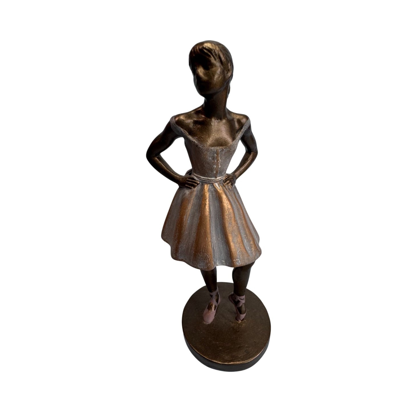1995 Eylandekov Degas Dancer Figurine Bronze Finish Resin 8.5 Inch With Flipbook