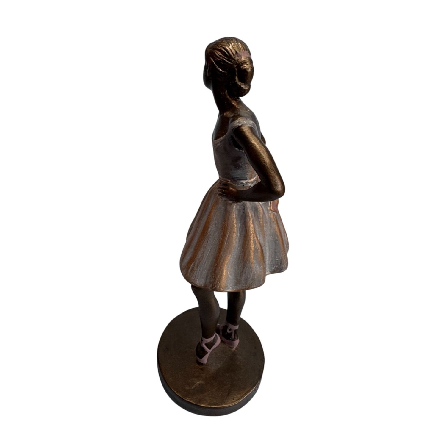 1995 Eylandekov Degas Dancer Figurine Bronze Finish Resin 8.5 Inch With Flipbook