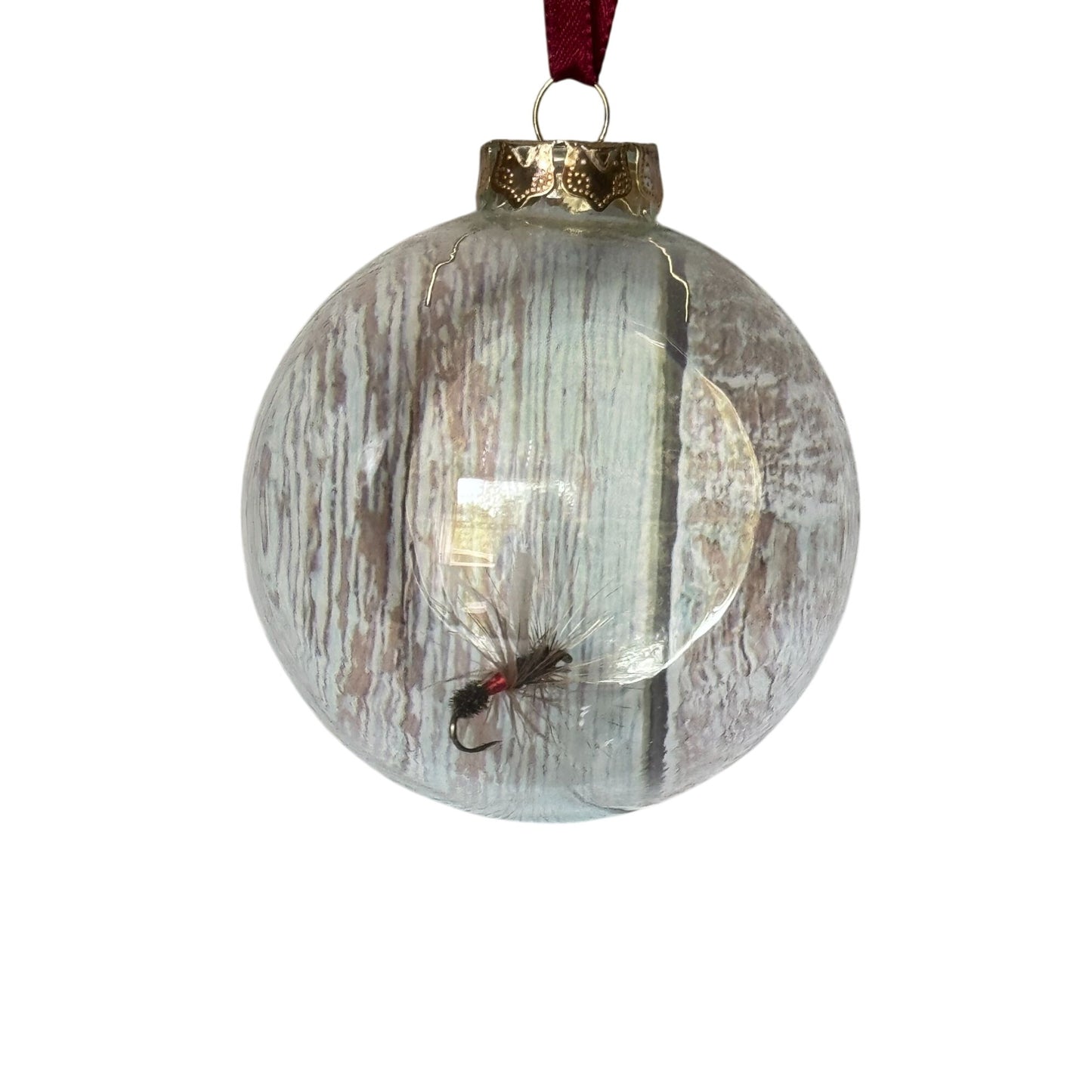 Glass Fishing Lure Ornaments With Wicker Basket - Set Of 2 2 3/4" & 3 1/4"
