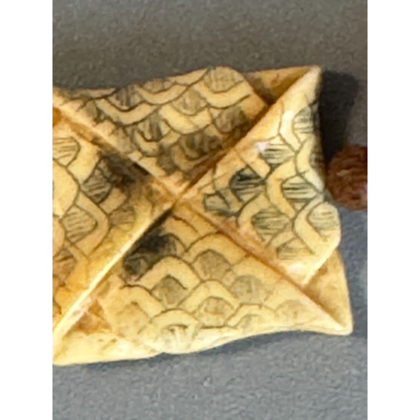 Artisan Necklace Bamboo Beads Cream Tone Carved Floral Focal 16 Inches