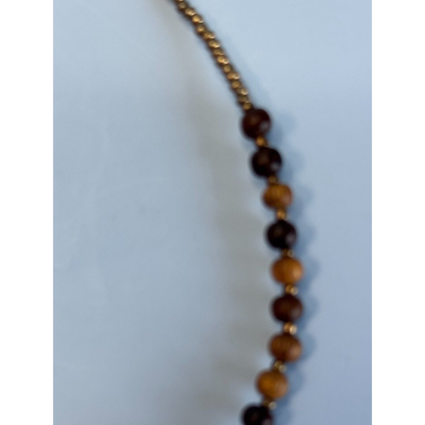 Artisan Necklace Bamboo Beads Cream Tone Carved Floral Focal 16 Inches