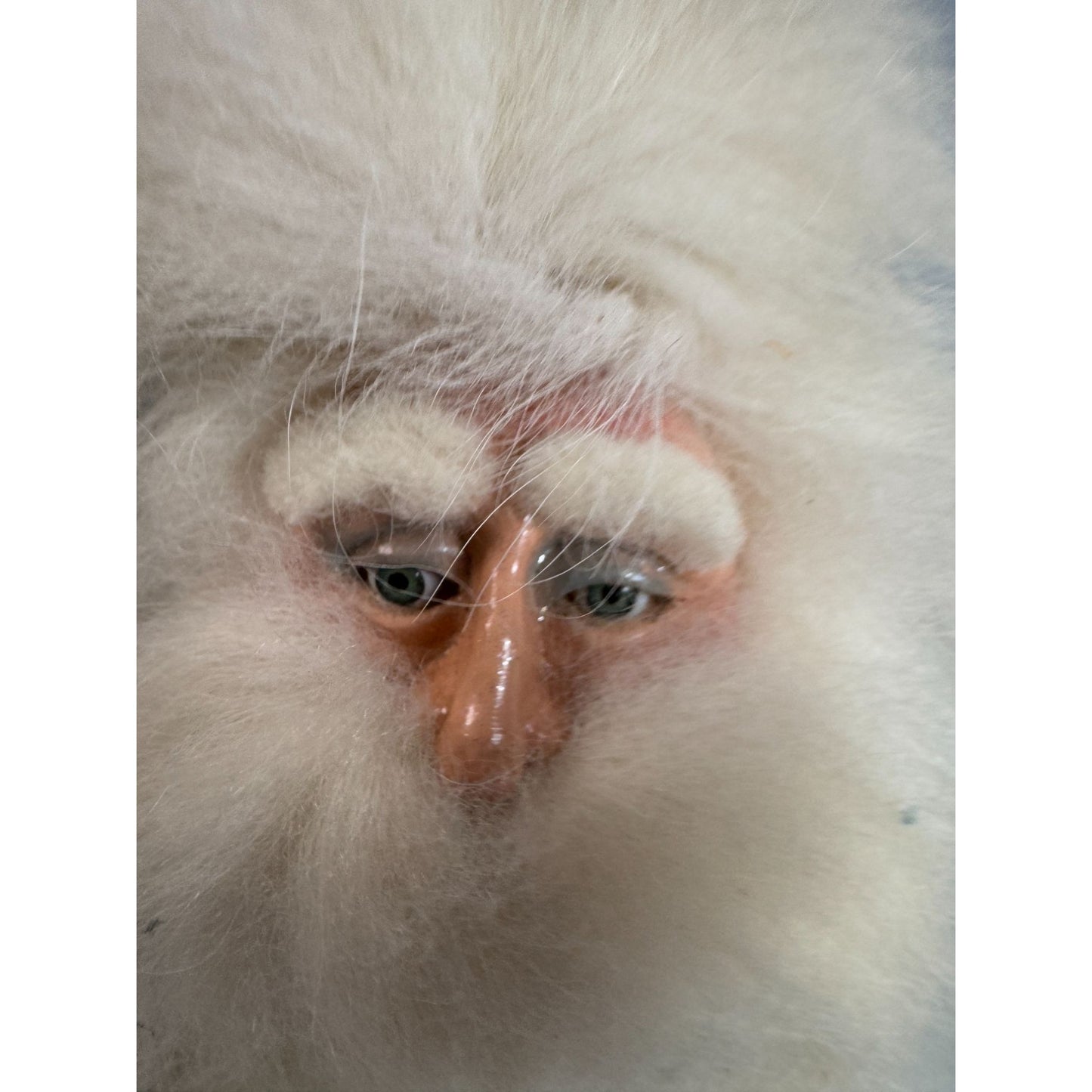 Marci Wolfe Father Frost Folk Art Santa Head Ornament Glass Eyes Spun Cotton Rare