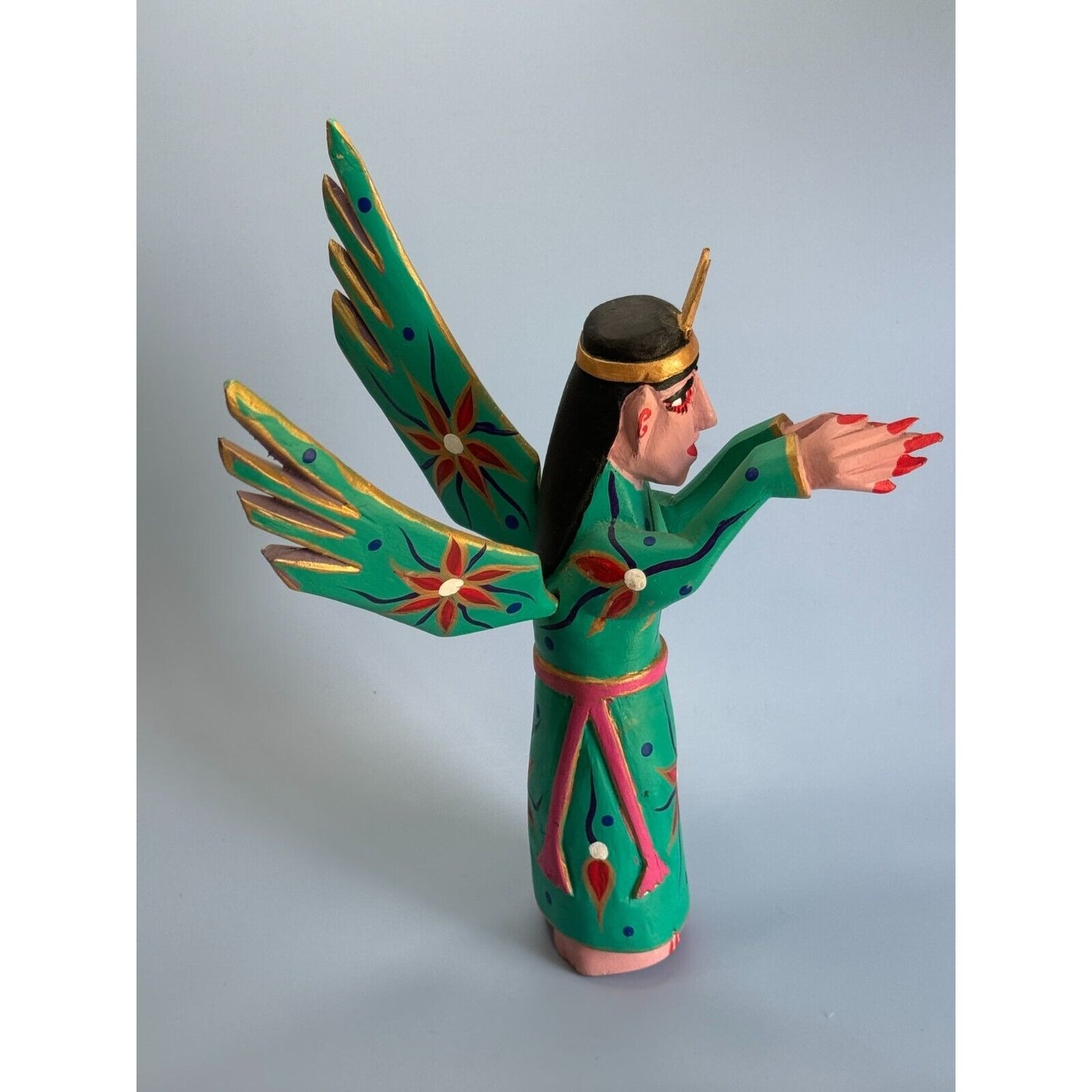 Oaxacan Hand Crafted Paper Mache Angel Figure Signed Felix Ortega 10 1/2"