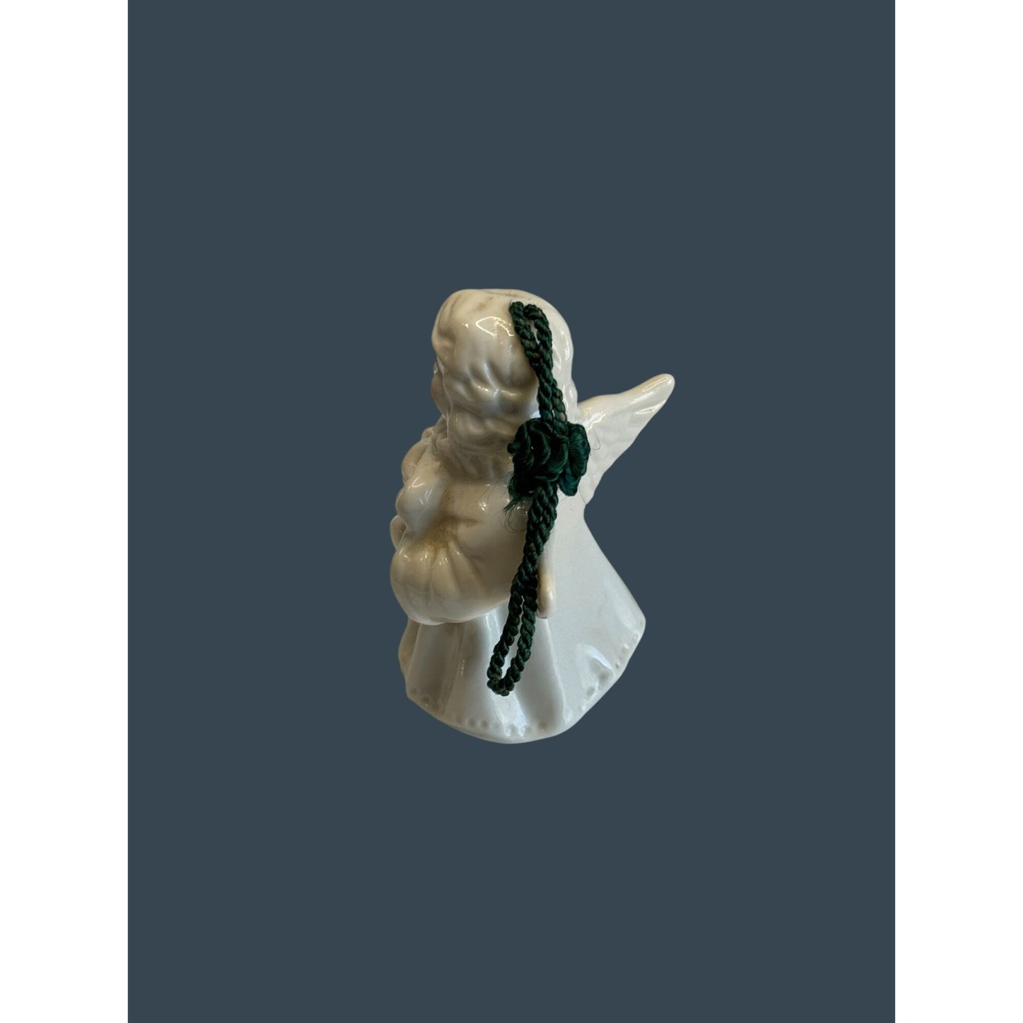 Belleek Angel Bell Ornament White Porcelain Shamrock Green Cord 4.5" Ireland