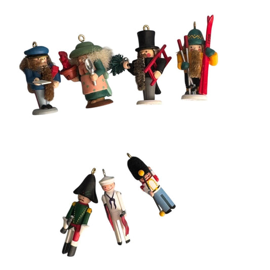 Vintage Miniature Hallmark Nutcracker & Palace Guard Ornaments 1 1/4"