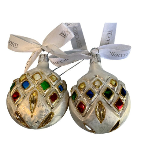 Waterford Holiday Heirlooms Jewel Tone Teardrop Ornaments Set of 2 2½"