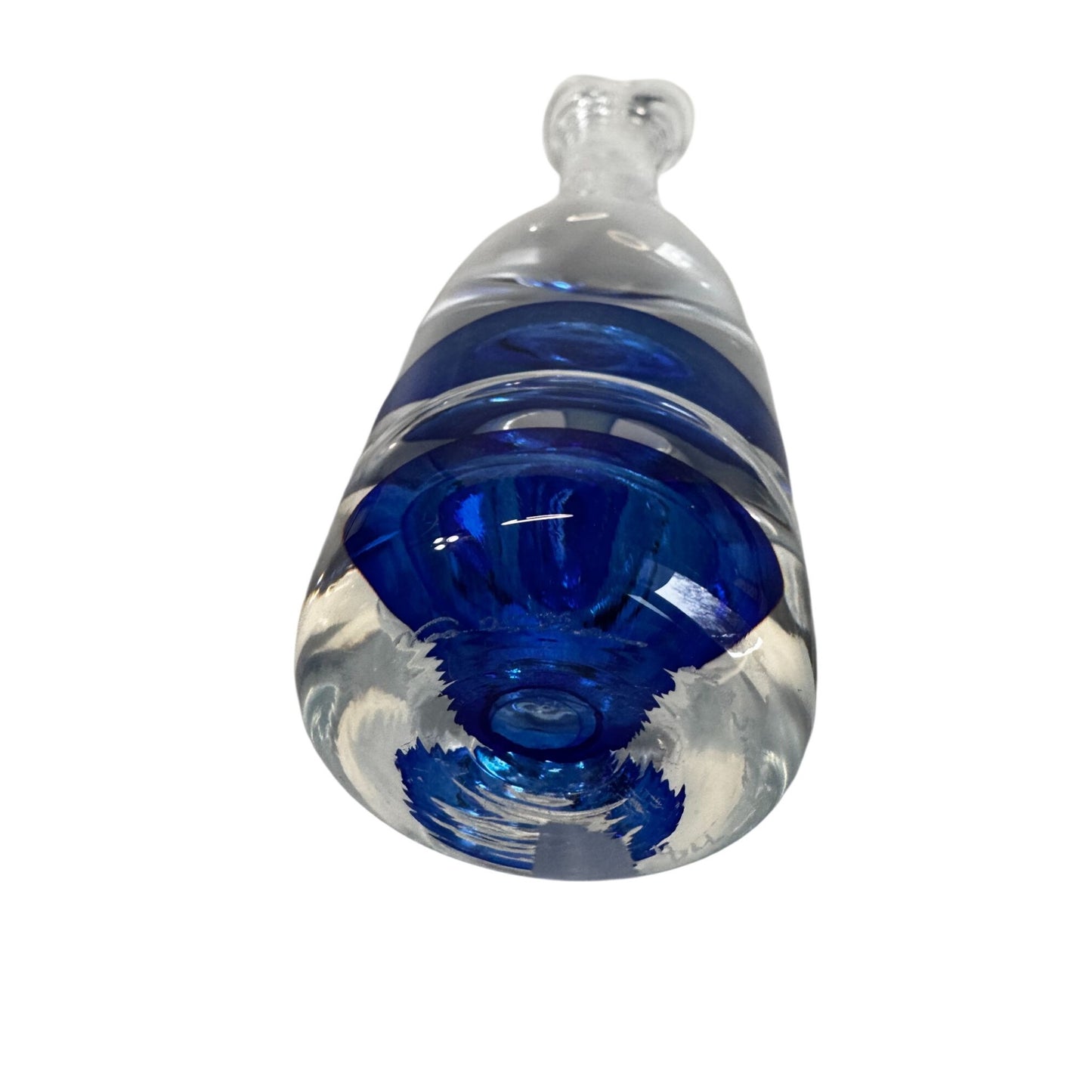 Vintage Vas Vitreum Sweden Cobalt Bubble Art Glass Bud Vase 10" Signed With Gift Box