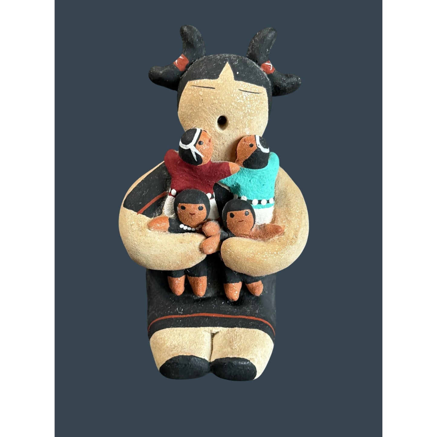 Margaret Quintana Native American Storyteller Pottery Figure 4 Children Signed 5 1/2"