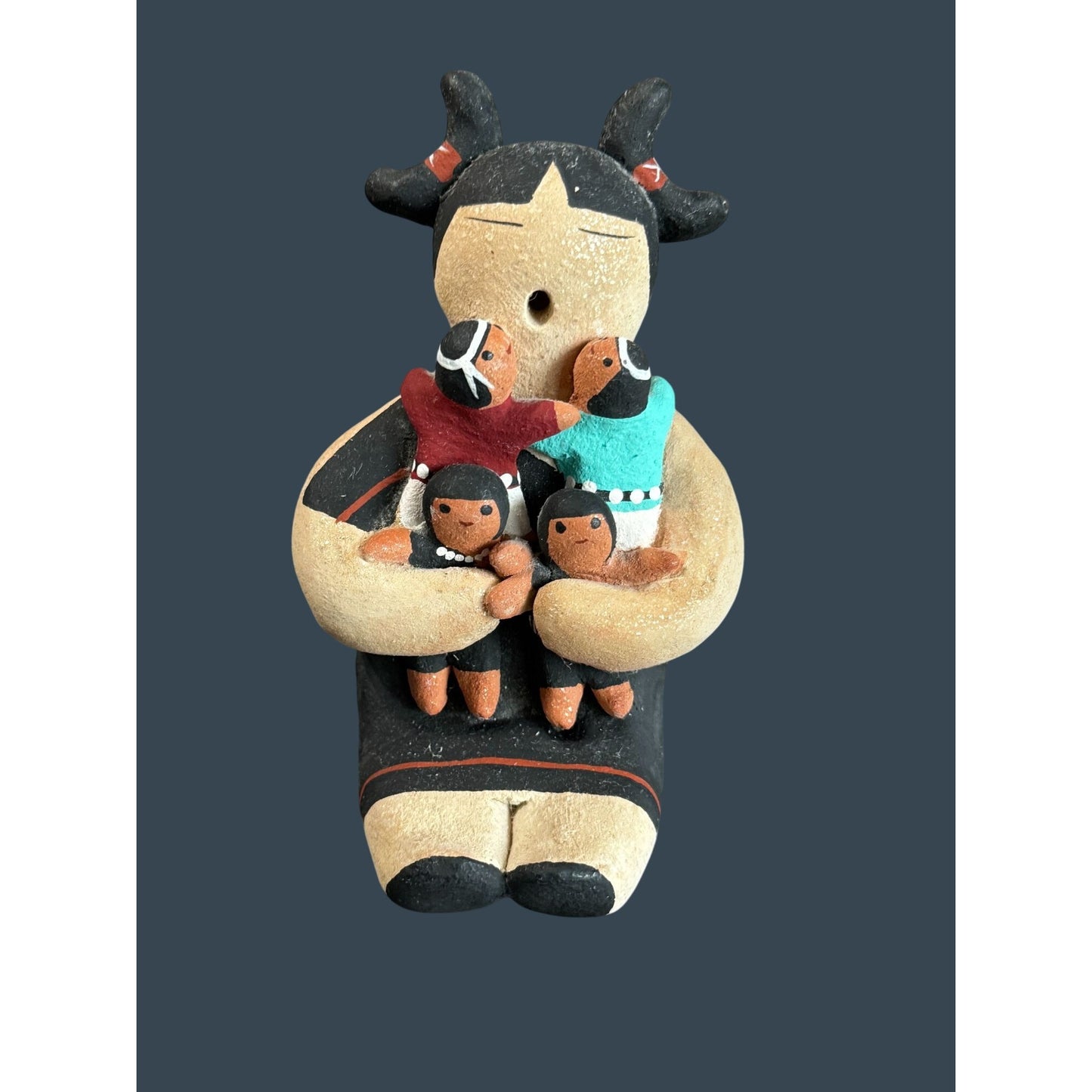 Margaret Quintana Native American Storyteller Pottery Figure 4 Children Signed 5 1/2"