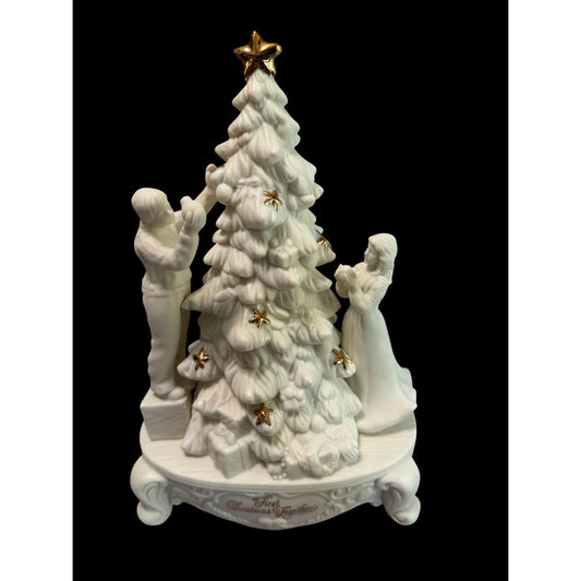 Lenox First Christmas Together Wind Up Musical Tree Couple Figurine 9.5"