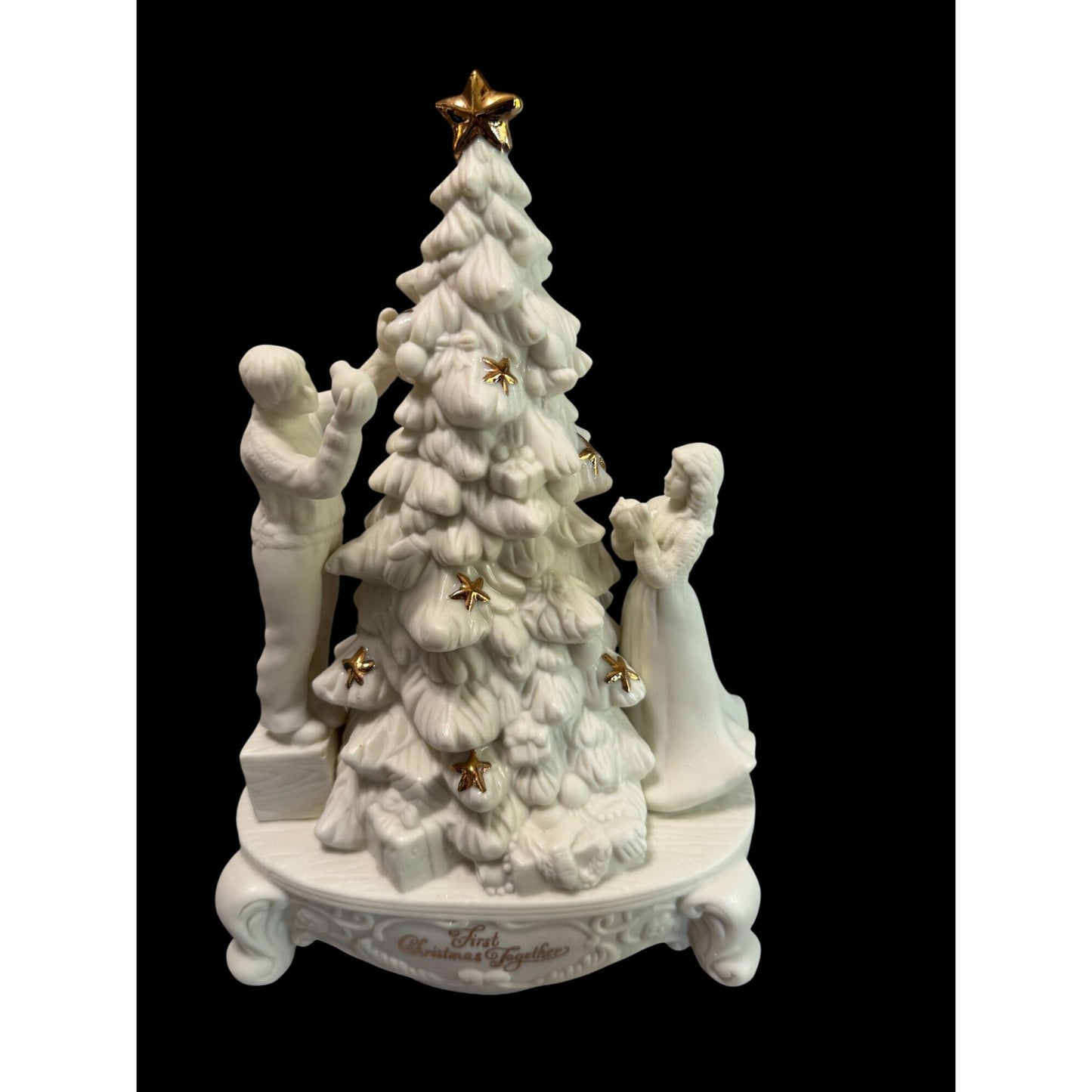 Lenox First Christmas Together Wind Up Musical Tree Couple Figurine 9.5"