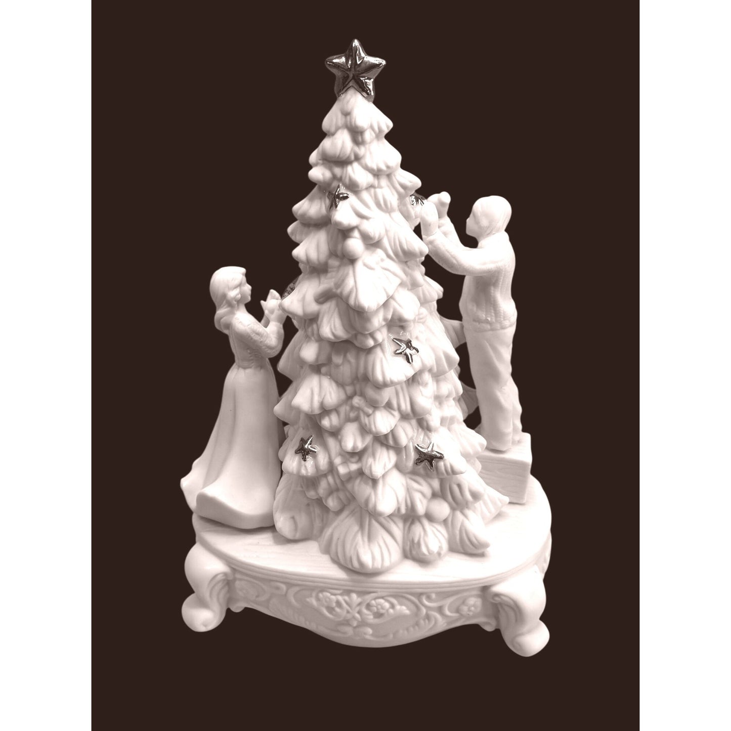 Lenox First Christmas Together Wind Up Musical Tree Couple Figurine 9.5"