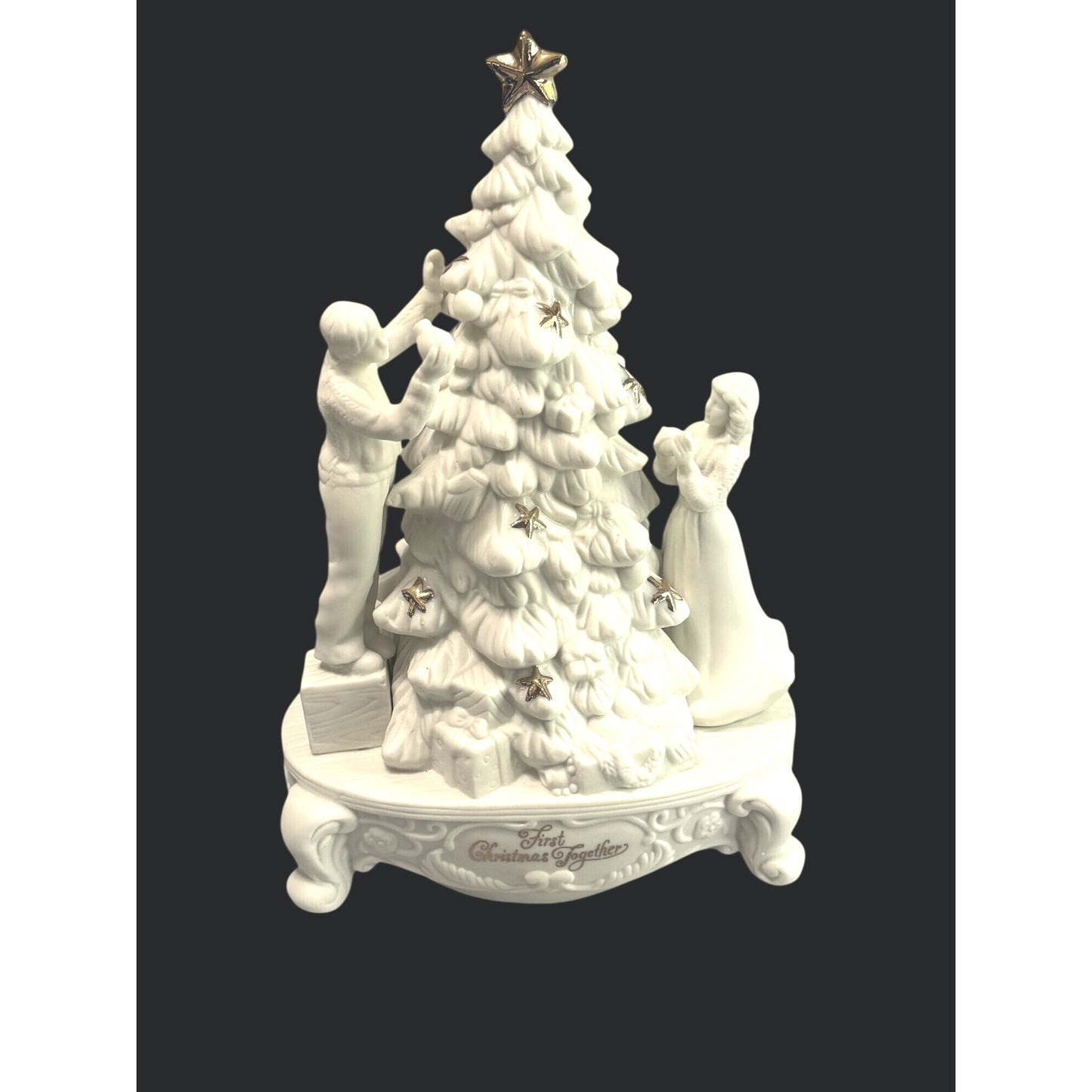 Lenox First Christmas Together Wind Up Musical Tree Couple Figurine 9.5"
