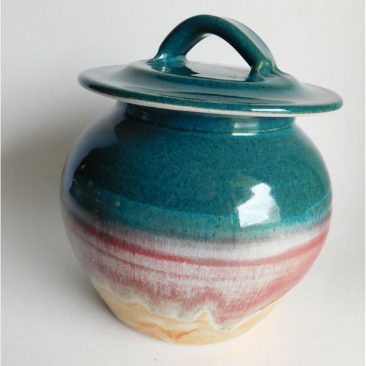Vintage Colorado Studio Art Pottery Blue Covered Jar