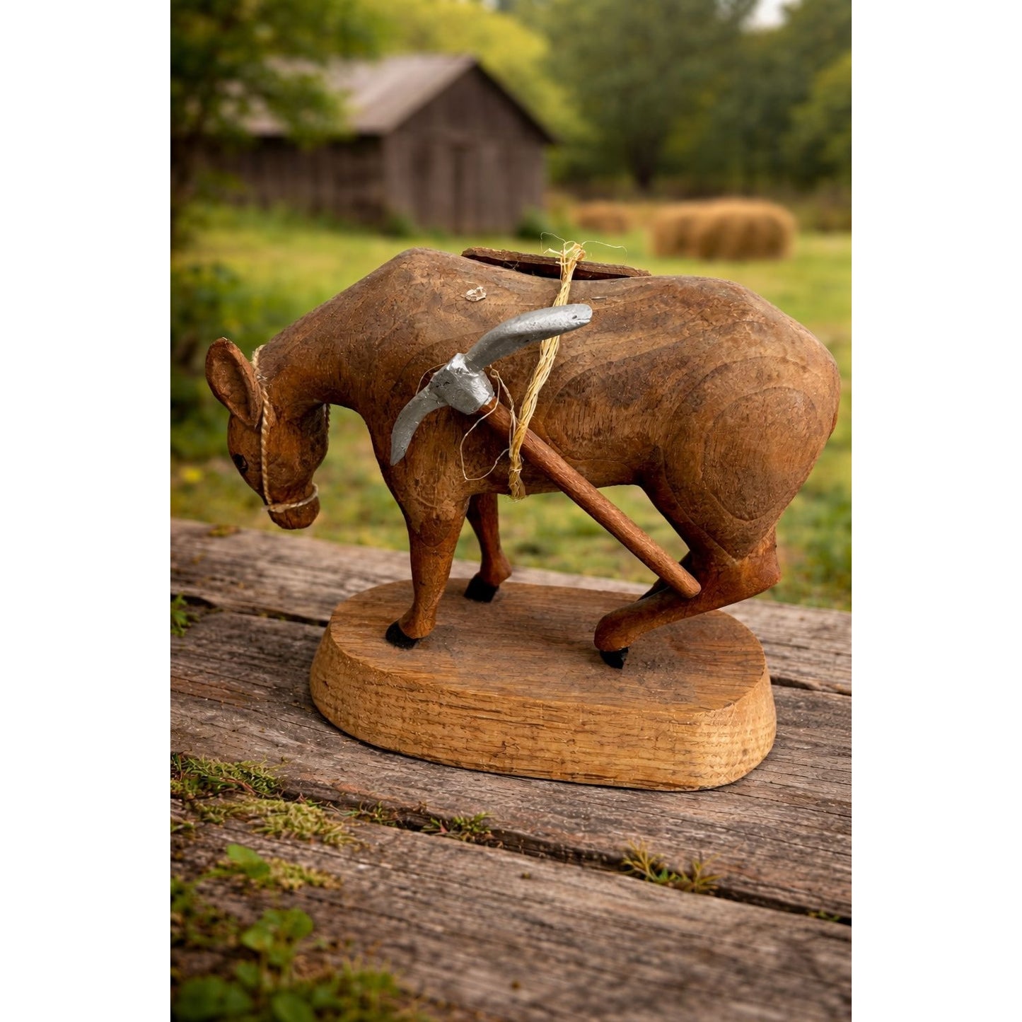Elmer Groth Carved Wood Donkey Mule Folk Art Sculpture Davenport Iowa 1977 6"