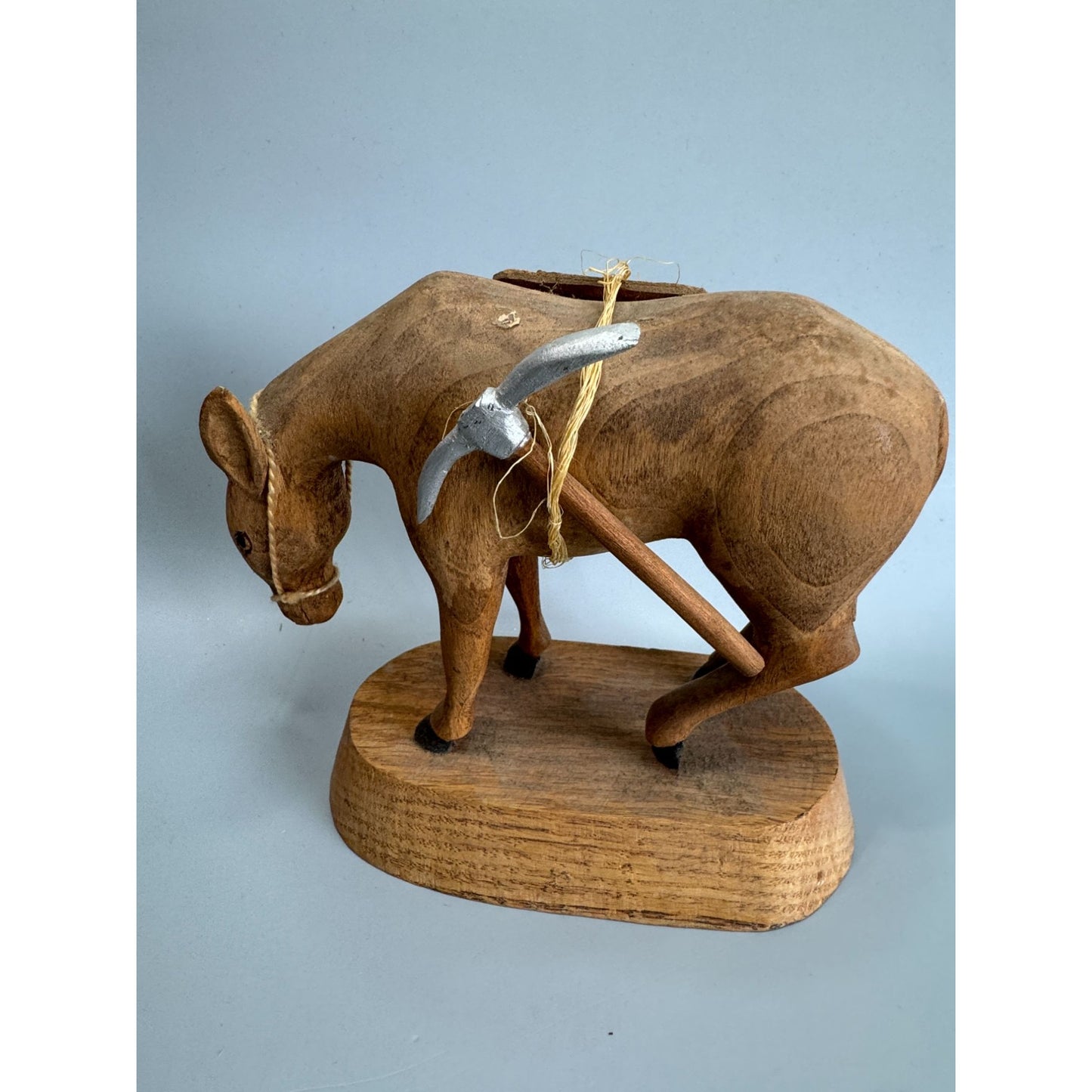 Elmer Groth Carved Wood Donkey Mule Folk Art Sculpture Davenport Iowa 1977 6"