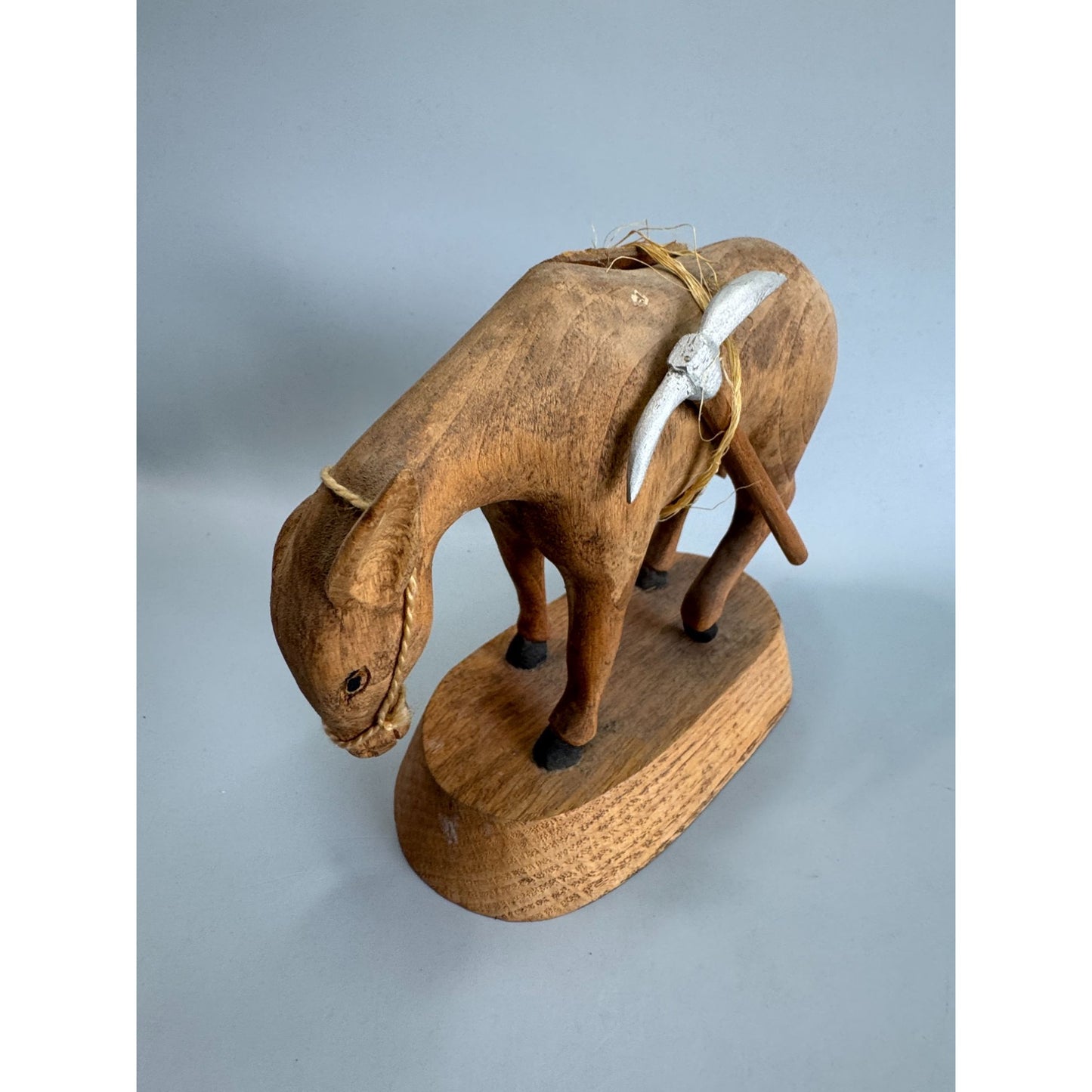 Elmer Groth Carved Wood Donkey Mule Folk Art Sculpture Davenport Iowa 1977 6"