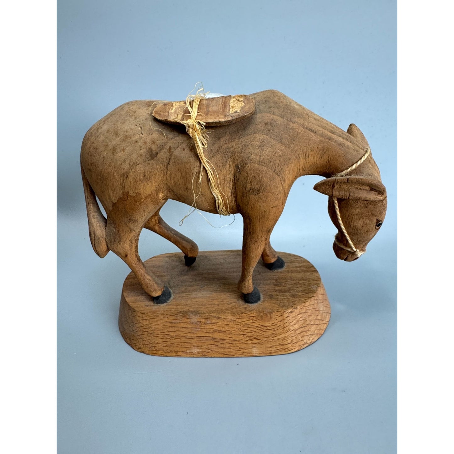 Elmer Groth Carved Wood Donkey Mule Folk Art Sculpture Davenport Iowa 1977 6"