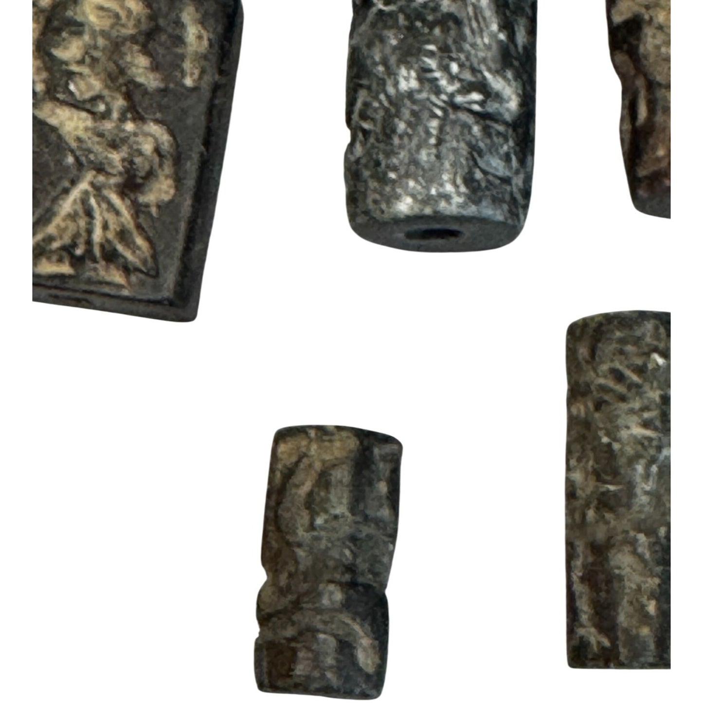 Antique Carved Stone Seal & Amulet Beads Indo-Persian Afghan Figures 7-Piece Lot