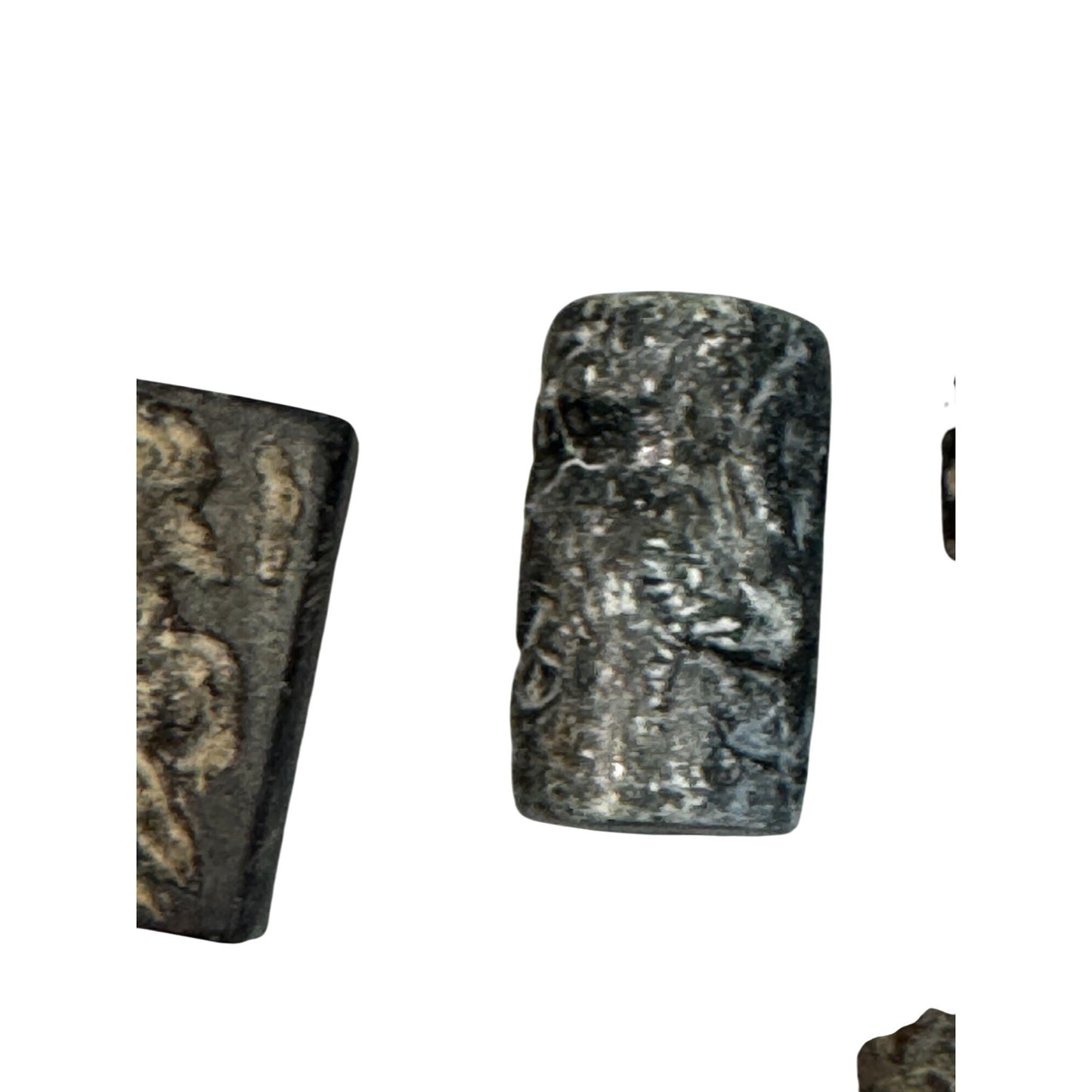 Antique Carved Stone Seal & Amulet Beads Indo-Persian Afghan Figures 7-Piece Lot