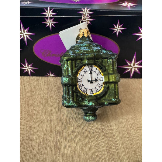 Christopher Radko 2004 Marshall Fields Clock Christmas Ornament W/ Box 3" Tall X 1 3/4"