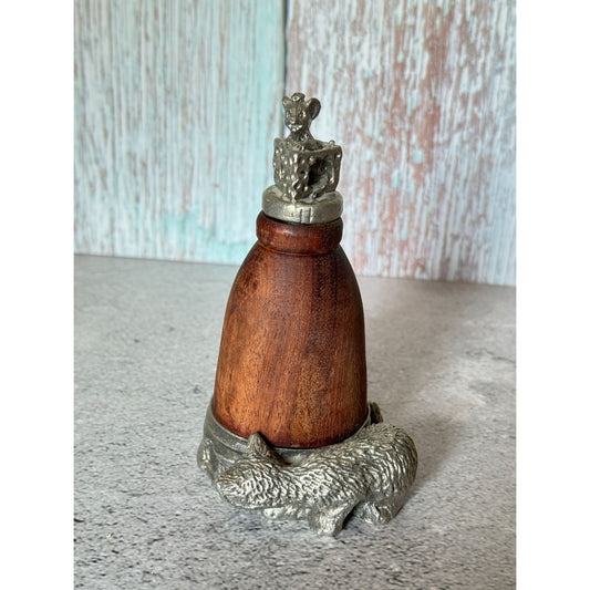Vintage Kiefer Pewter & Wood Cat & Mouse Cinnamon Diffuser Air Refresher