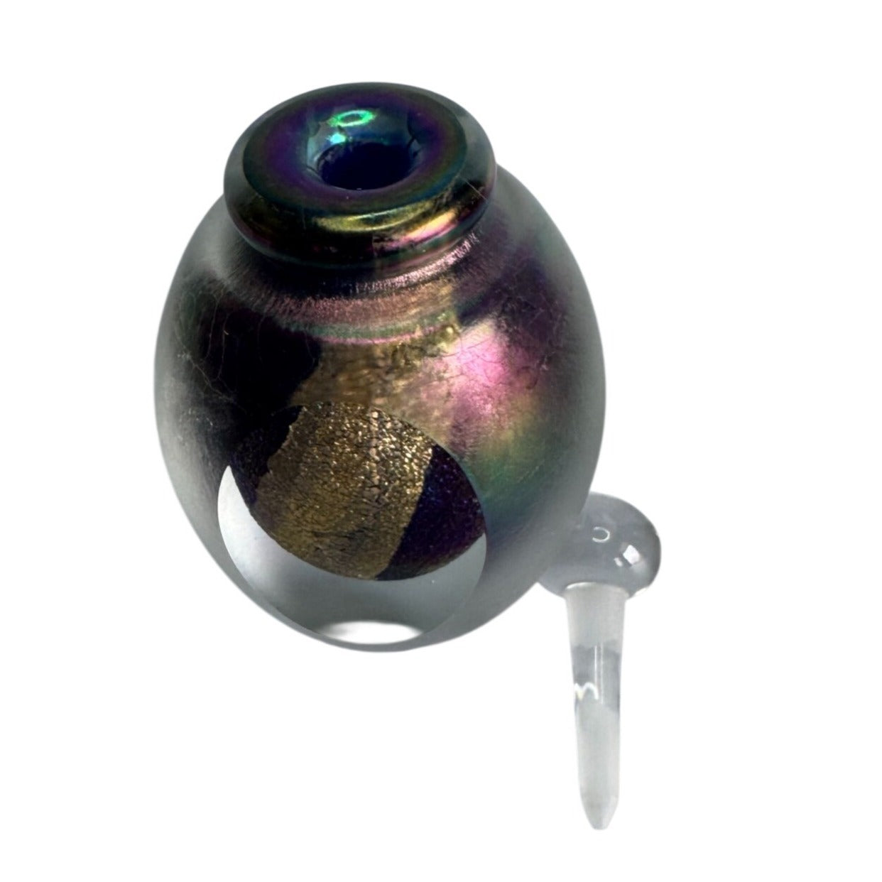 Eickholt Studio Glass Perfume Bottle Iridescent Gold Signed 1994 4.5" Ohio USA