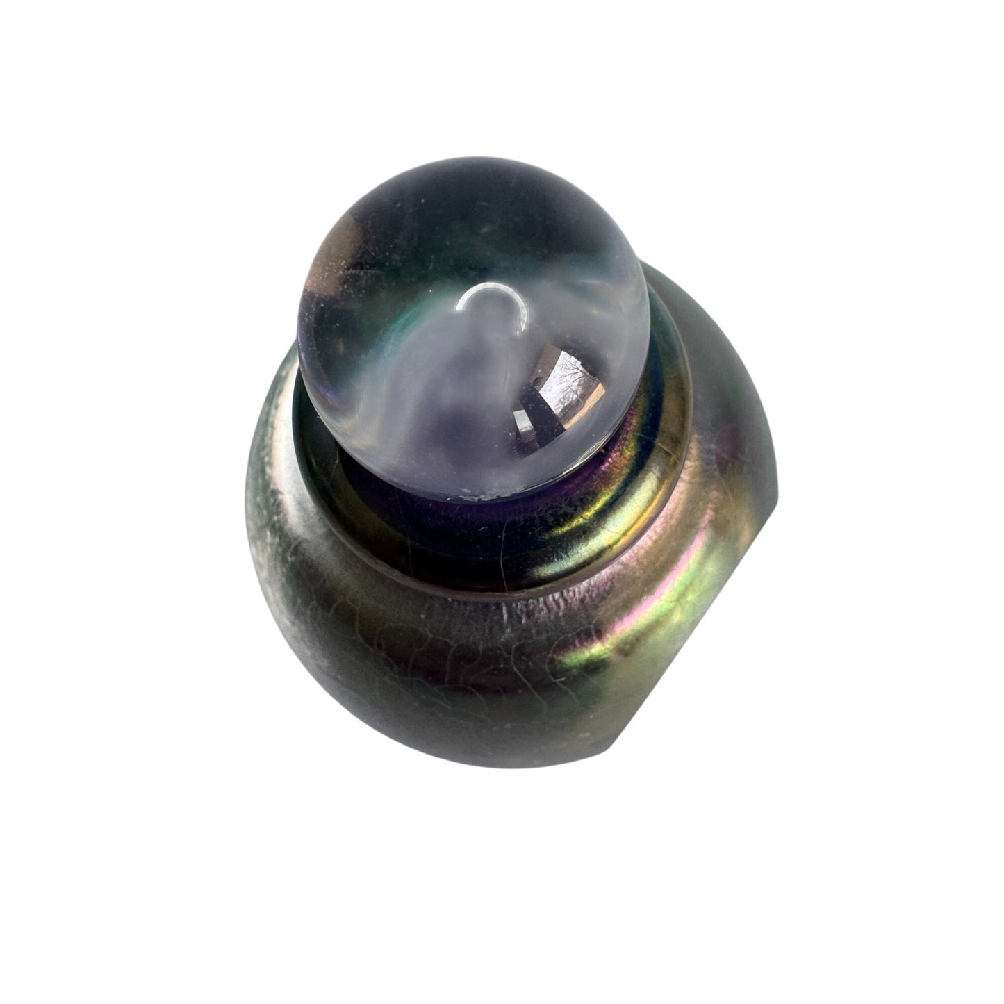 Eickholt Studio Glass Perfume Bottle Iridescent Gold Signed 1994 4.5" Ohio USA