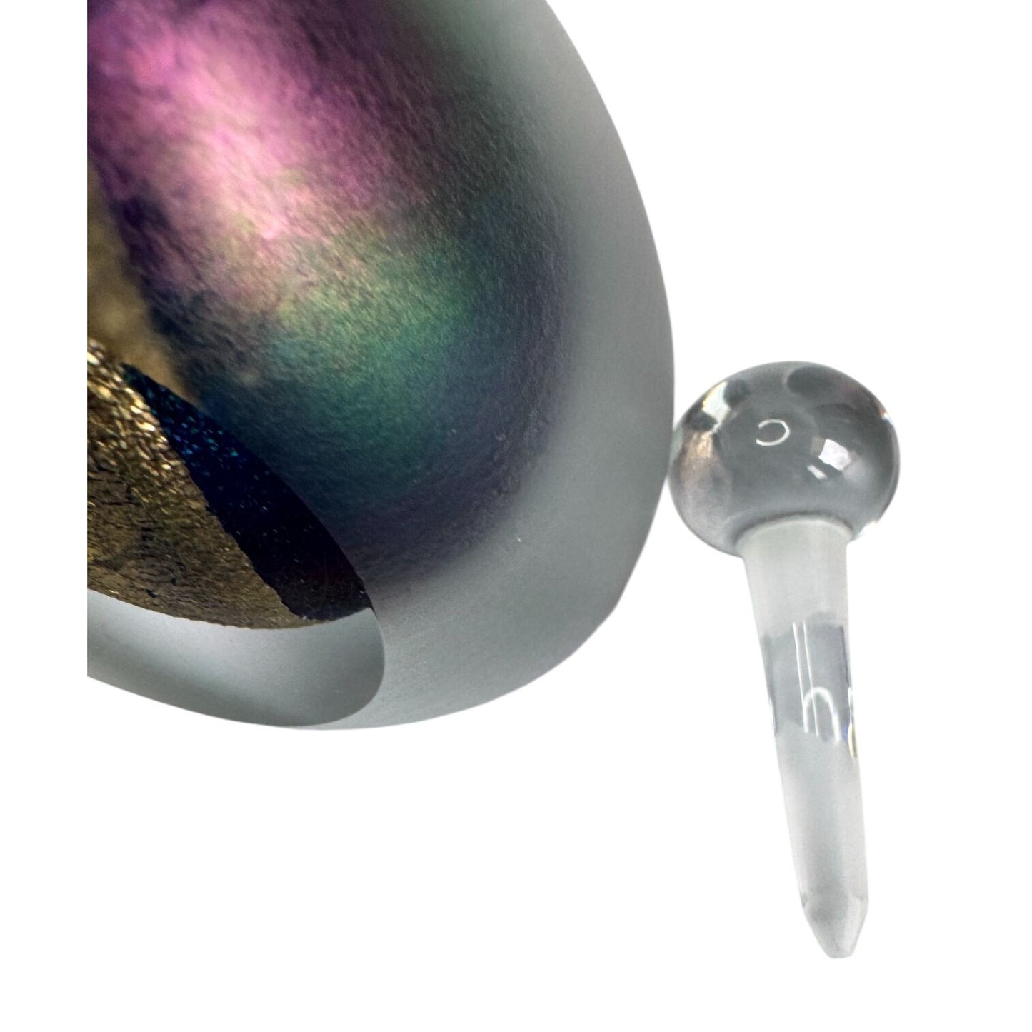 Eickholt Studio Glass Perfume Bottle Iridescent Gold Signed 1994 4.5" Ohio USA