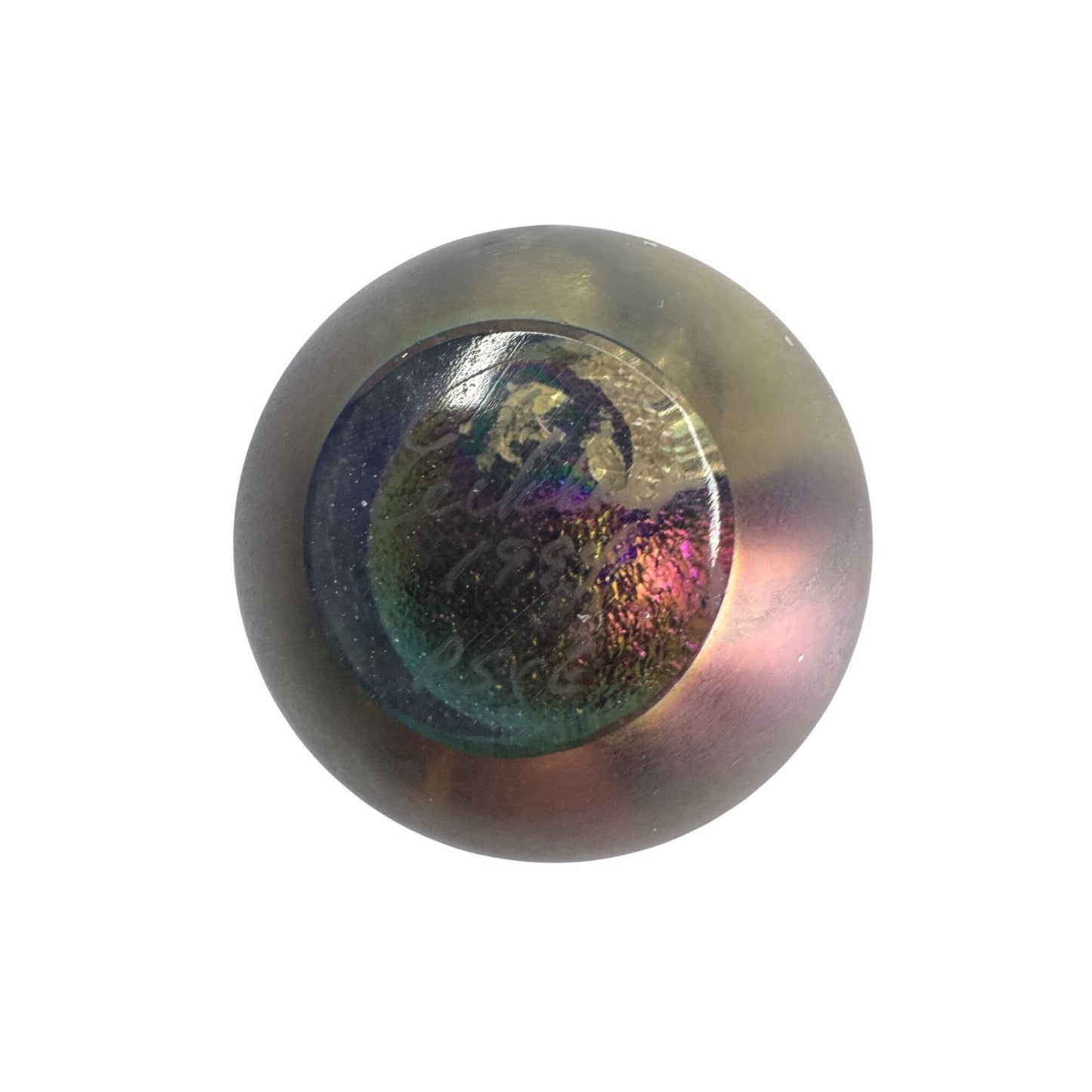 Eickholt Studio Glass Perfume Bottle Iridescent Gold Signed 1994 4.5" Ohio USA