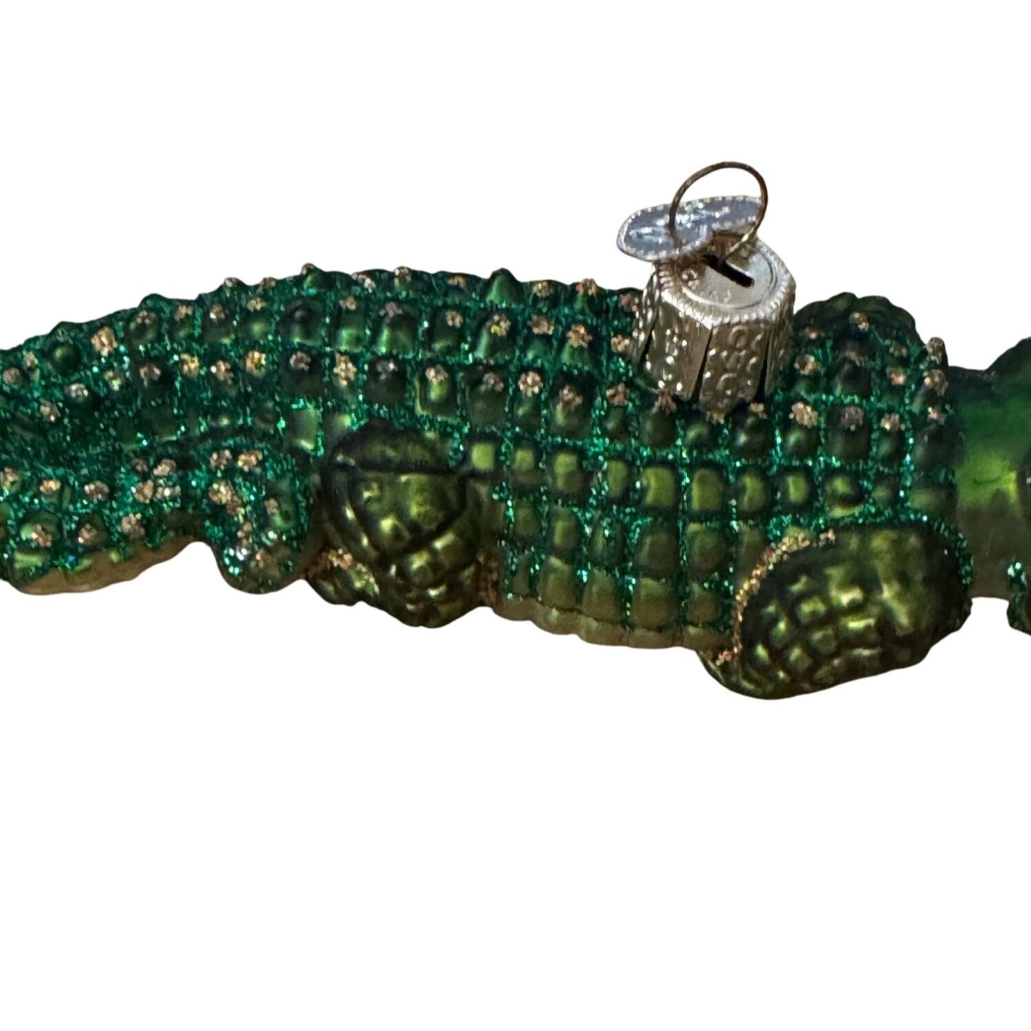 Old World Christmas Glass Alligator Ornament Green 5 Inches Boxed