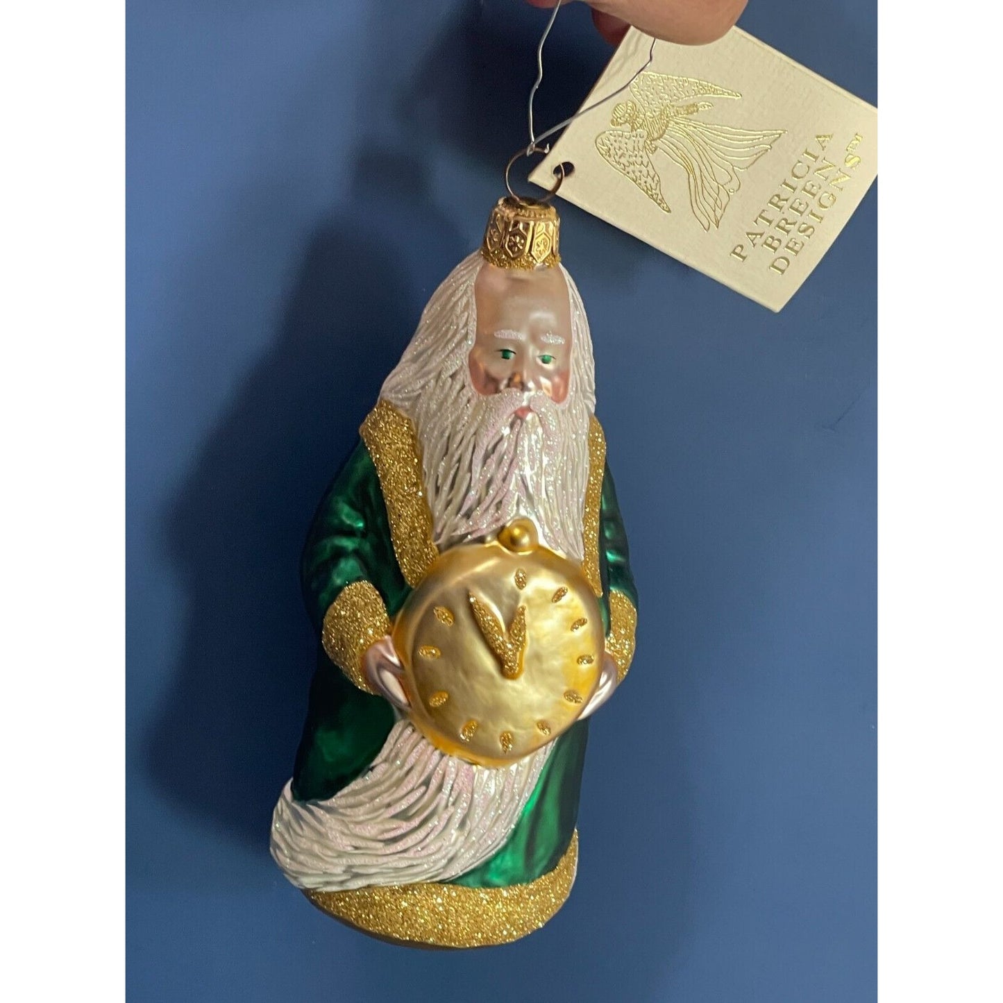 Patricia Breen "Round Midnight Santa" Blown Glass Ornament 5 3/4" 1996