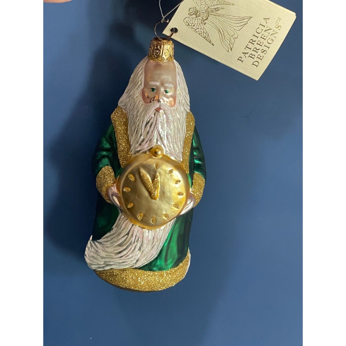 Patricia Breen "Round Midnight Santa" Blown Glass Ornament 5 3/4" 1996