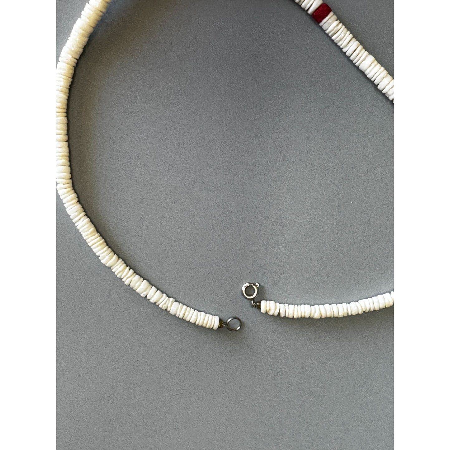 Vintage Spiny Oyster Shell Heishi Necklace Red Accents 16 Inches Southwestern