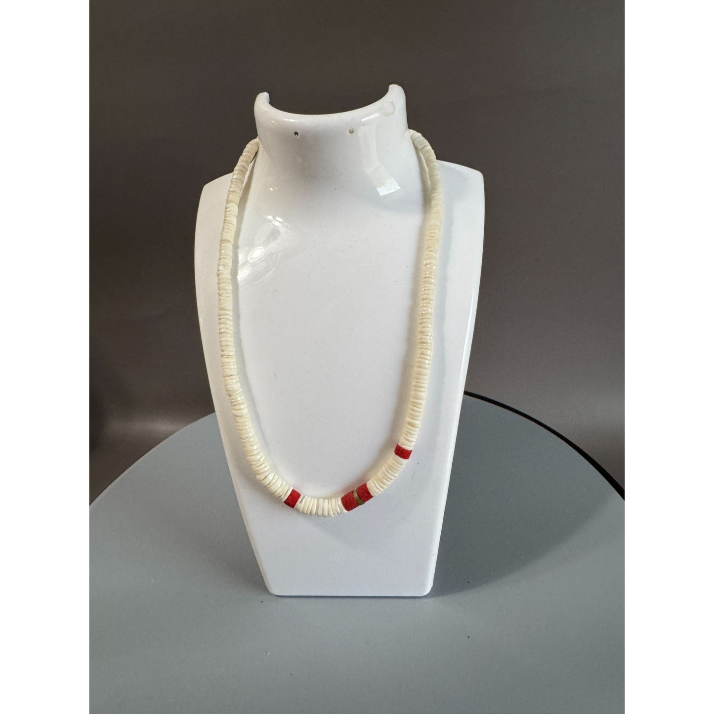 Vintage Spiny Oyster Shell Heishi Necklace Red Accents 16 Inches Southwestern